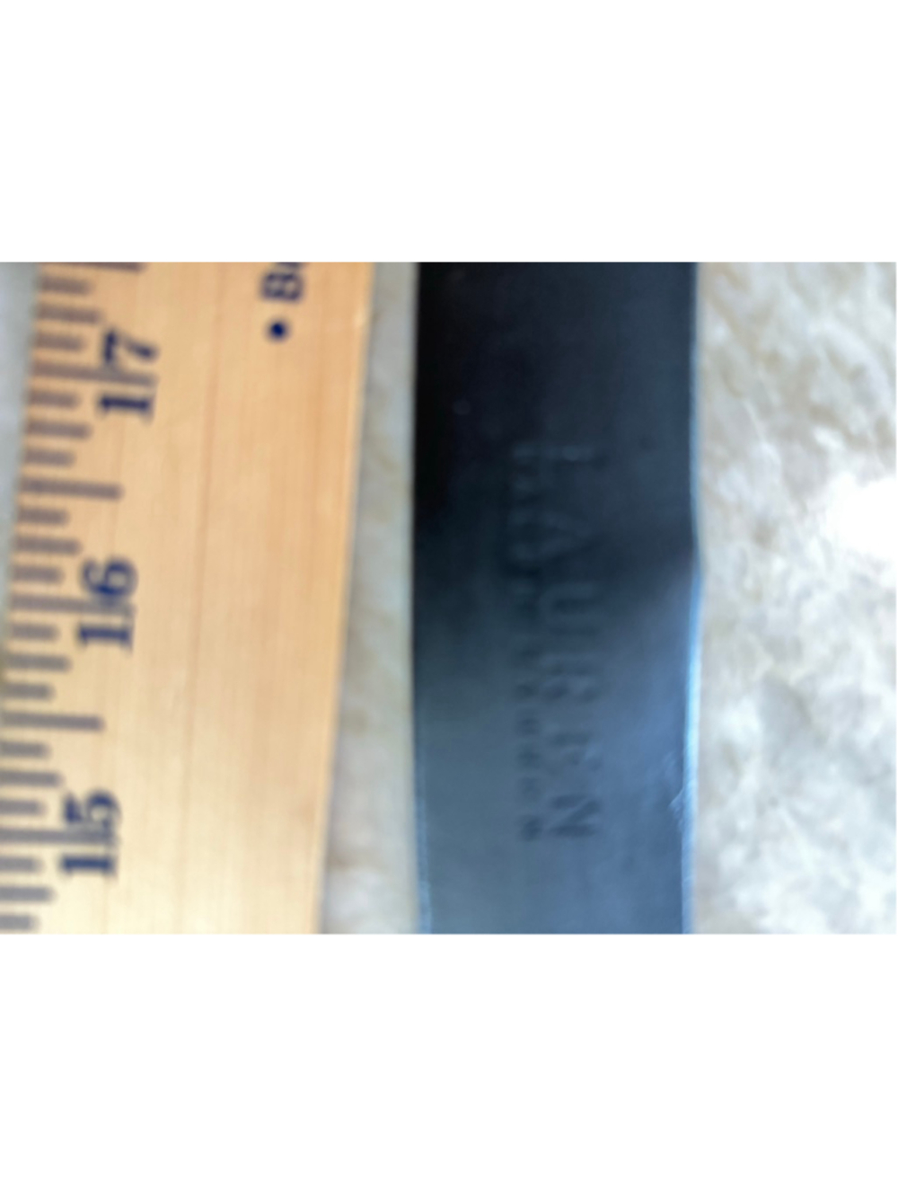 Lauren Ralph Lauren Black Leather Belt with Gold Buckle, monogram in large lette - Picture 5 of 10